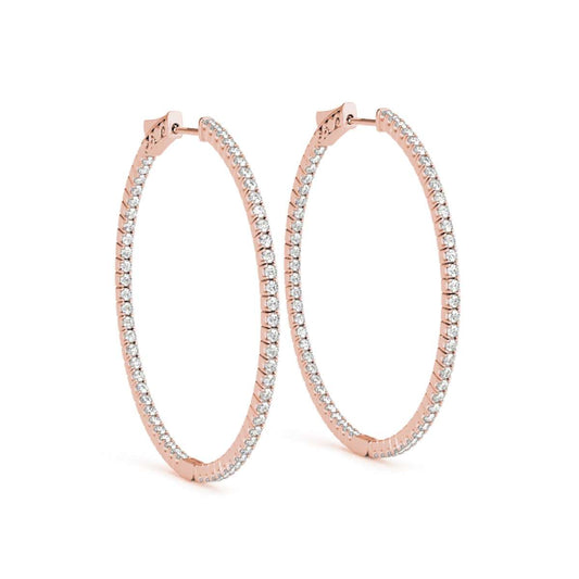 1.50 Carat Gorgeous Diamond Hoop Earrings For Women In Solid 14K Rose White & Yellow Gold Jewelry Collection