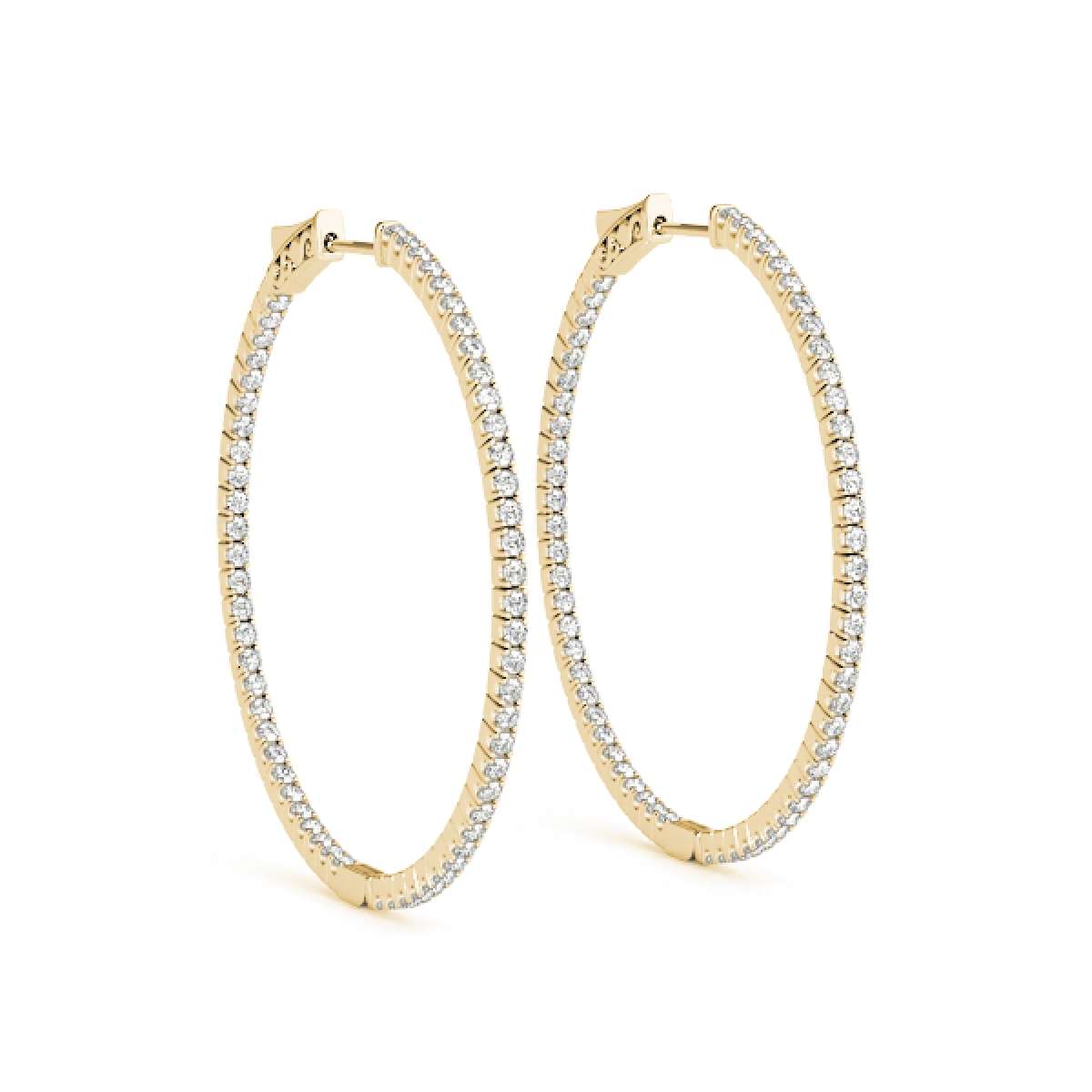 14K Rose White & Yellow Gold 1.00 Carat Natural Diamond Prong Set Hoop Earrings For Women's