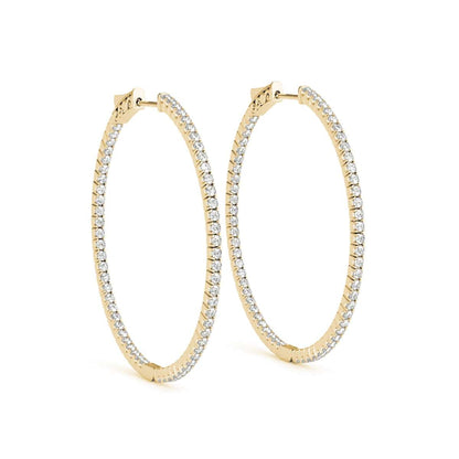 14K Rose White & Yellow Gold 1.00 Carat Natural Diamond Prong Set Hoop Earrings For Women's