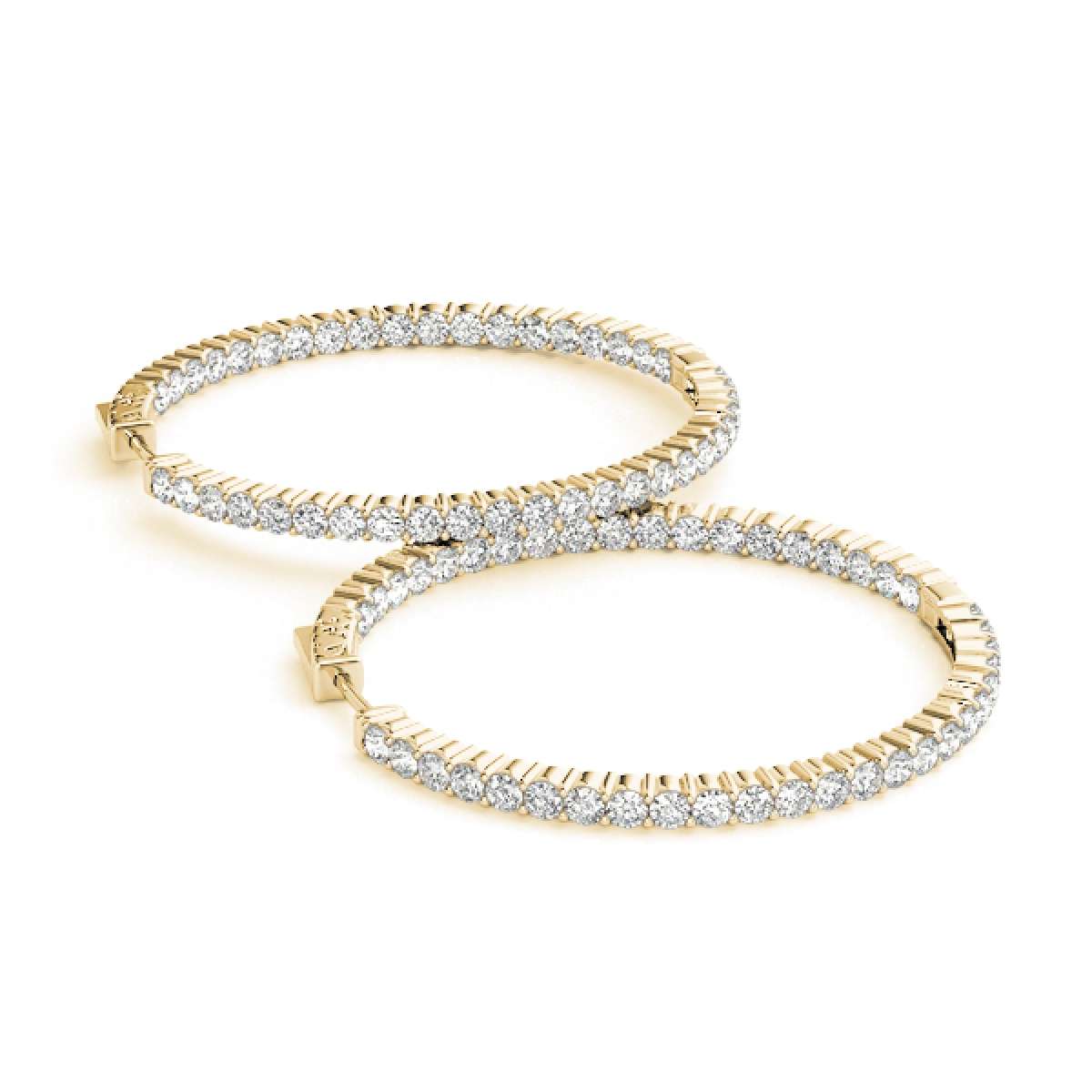 MAULIJEWELS 2.00 Carat Genuine Diamond ( I-J/ I1-I2 ) Hoop Earrings For Women In 14K Solid White & Yellow Gold