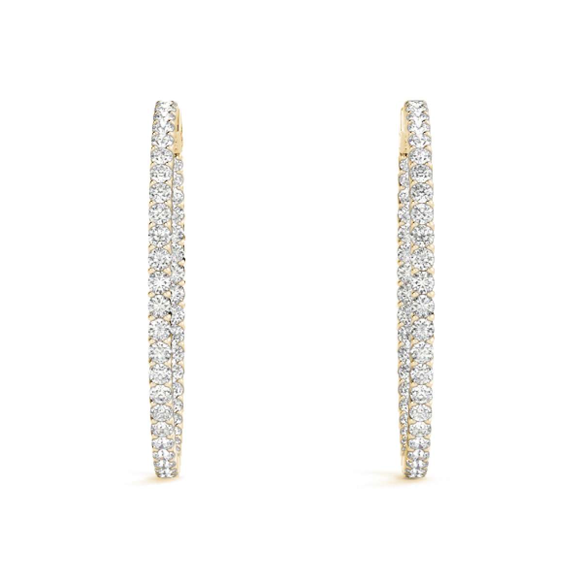 MAULIJEWELS 2.00 Carat Genuine Diamond ( I-J/ I1-I2 ) Hoop Earrings For Women In 14K Solid White & Yellow Gold