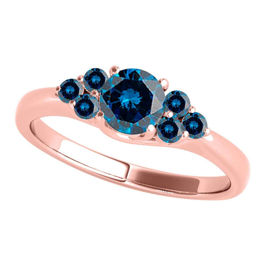 Mauli Jewels 1/2 Carat Natural Blue Diamond Seven Stone Engagement Ring for Women in 14K Solid Gold Mauli Jewels
