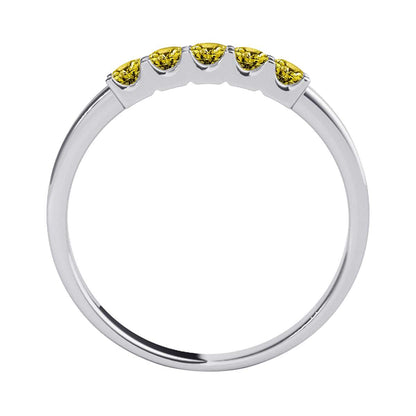 MauliJewels  0.25 Carat Yellow Diamond Five Stone Wedding Band Rings for Women 10K Solid Rose, White Yellow Gold