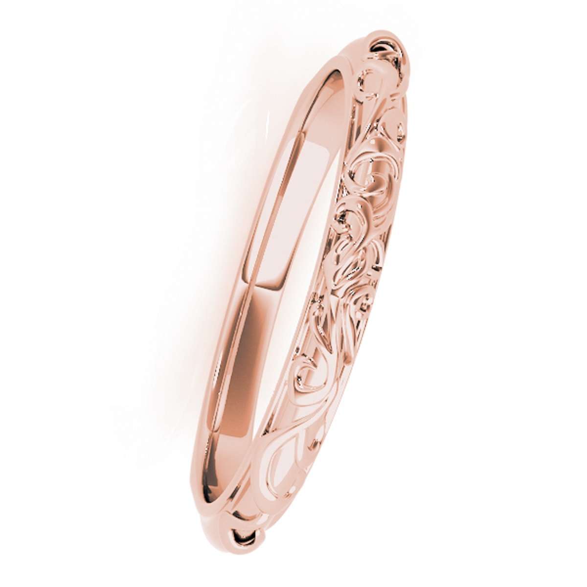 Women's Hand-Engraved Engagement Wedding Band in 10K Yellow /Rose /White Solid Gold