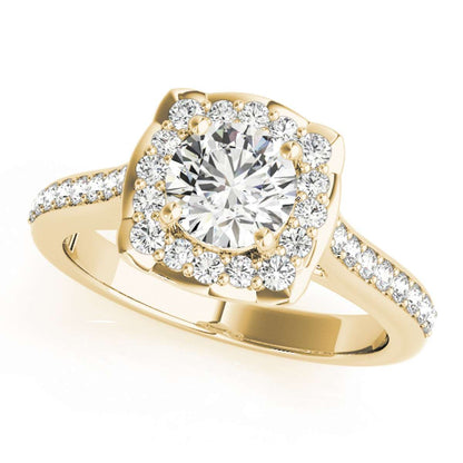 0.75 Carat Halo Diamond Engagement Wedding Ring For Women In 14K Rose White & Yellow Solid Gold