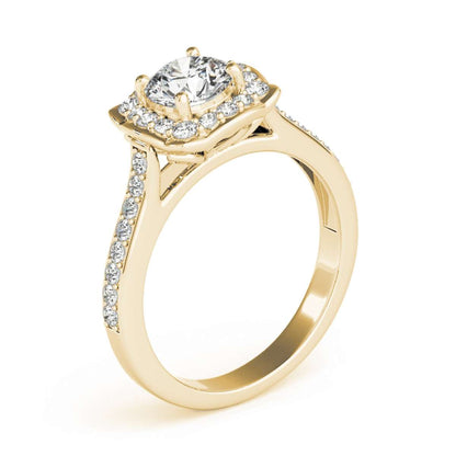 0.75 Carat Halo Diamond Engagement Wedding Ring For Women In 14K Rose White & Yellow Solid Gold