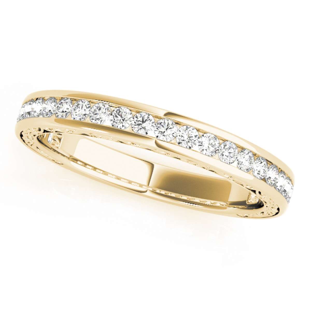 1/2 Carat Brilliant Cut Diamond Channel Set Wedding Band For Women In 14K Rose White & Yellow Gold