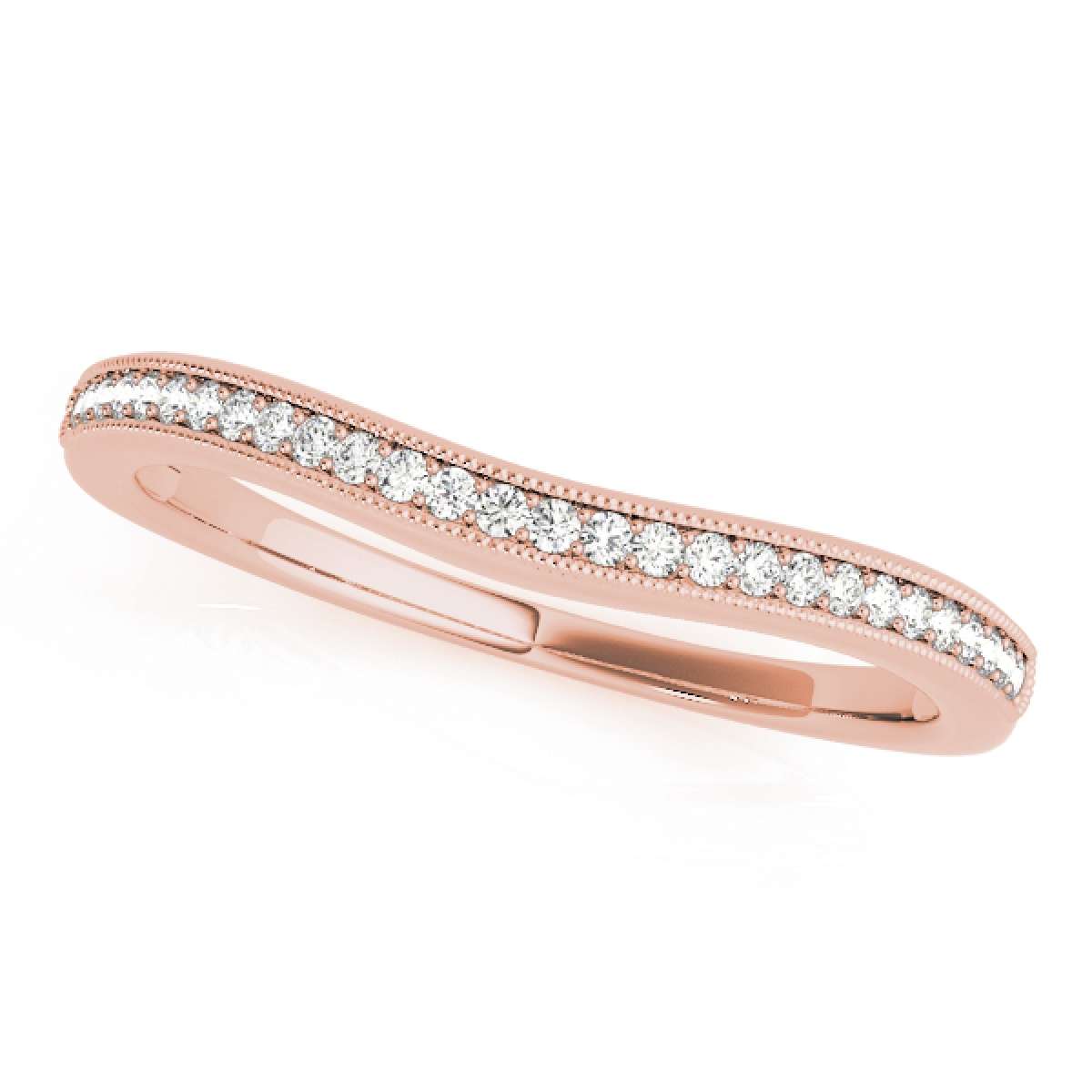 MauliJewels 1/10 ct Real Diamond Wedding Milgramsained Curve Band In10K Yellow White Rose Gold