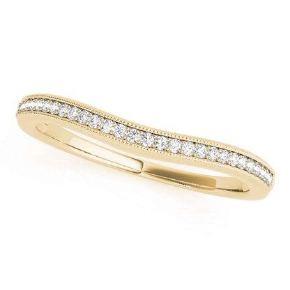 MauliJewels 1/10 ct Real Diamond Wedding Milgramsained Curve Band In10K Yellow White Rose Gold