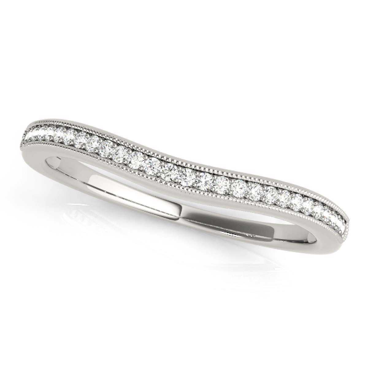 MauliJewels 1/10 ct Real Diamond Wedding Milgramsained Curve Band In10K Yellow White Rose Gold