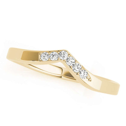 MAULIJEWELS 0.06 Carat Curved Diamond Wedding Band In 10K Solid White Rose Yellow Gold