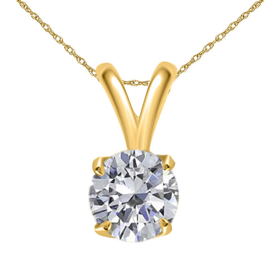 MauliJewels Engagement Necklace for Women 0.20 Carat Round White Diamond Solitaire Pendant 4-prong 14K Yellow Gold Mauli Jewels