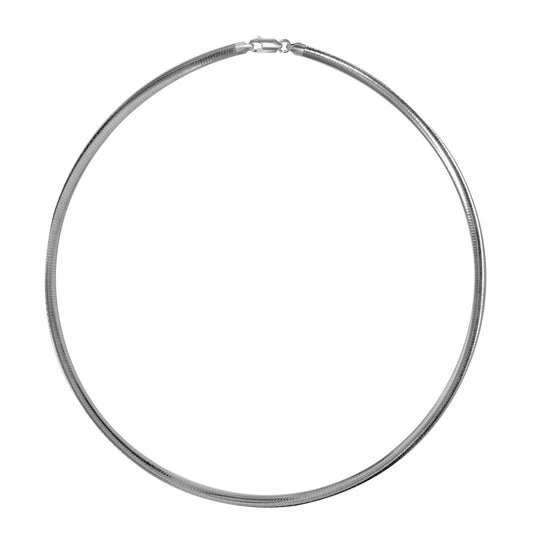 Mauli Jewels 4MM Italian Made Omega Snake Chain Necklace for Women, 925 Sterling Silver, 16g Reflective Finish