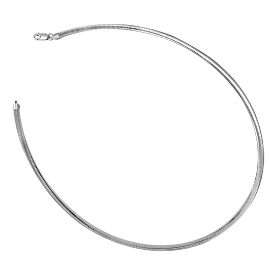 Mauli Jewels 4MM Italian Made Omega Snake Chain Necklace for Women, 925 Sterling Silver, 16g Reflective Finish