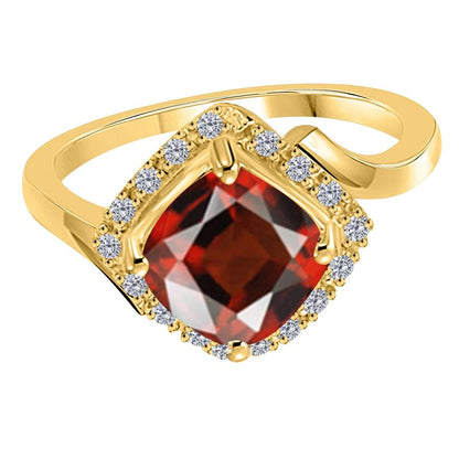 MauliJewels Rings for Women 2.33 Carat Diamond And Cushion Cut Garnet Ring prong 14K Rose Gold Clothing, Shoes & Jewelry