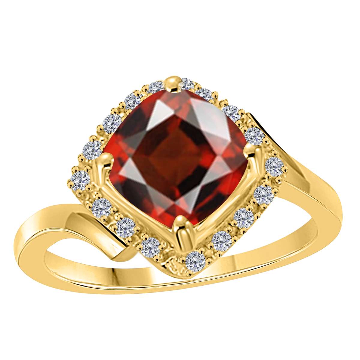 MauliJewels Rings for Women 2.33 Carat Diamond And Cushion Cut Garnet Ring prong 14K Rose Gold Clothing, Shoes & Jewelry