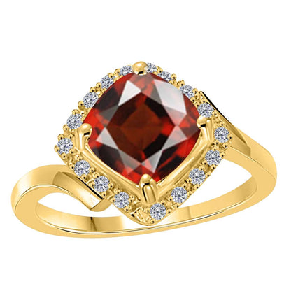 MauliJewels Rings for Women 2.33 Carat Diamond And Cushion Cut Garnet Ring prong 14K Rose Gold Clothing, Shoes & Jewelry