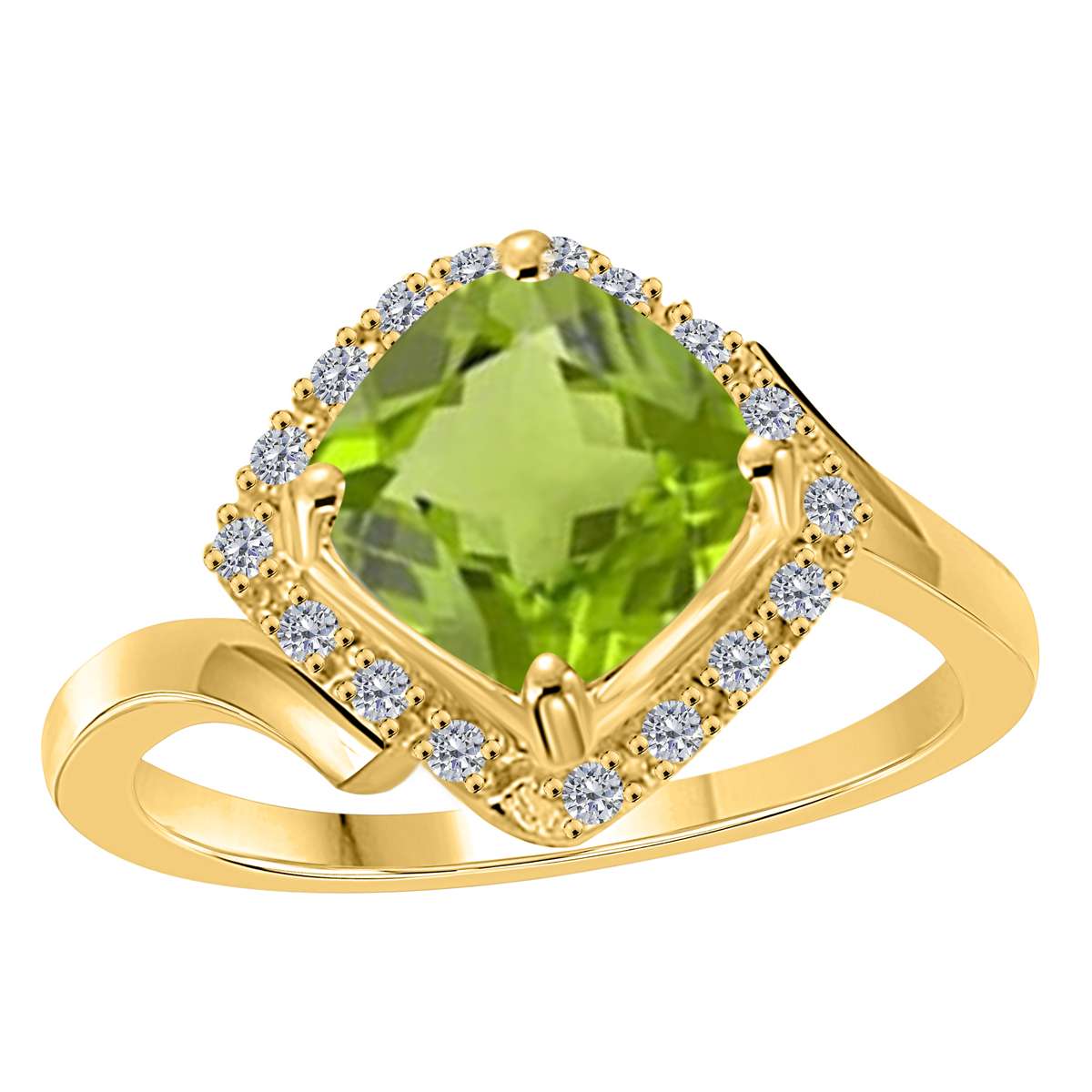 MauliJewels Rings for Women 2.33 Carat Diamond And Cushion Cut Peridot Ring prong 14K White Gold Clothing, Shoes & Jewelry