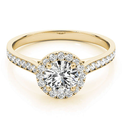 0.75 Carat Halo Diamond Engagement Wedding Prong Set Ring In 14K Solid Rose White & Yellow Gold