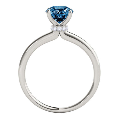 MauliJewels 1.05 Carat Natural Round Cut Blue Diamond Solitaire Engagement Ring Prong-Setting 14K Rose White Yellow Gold