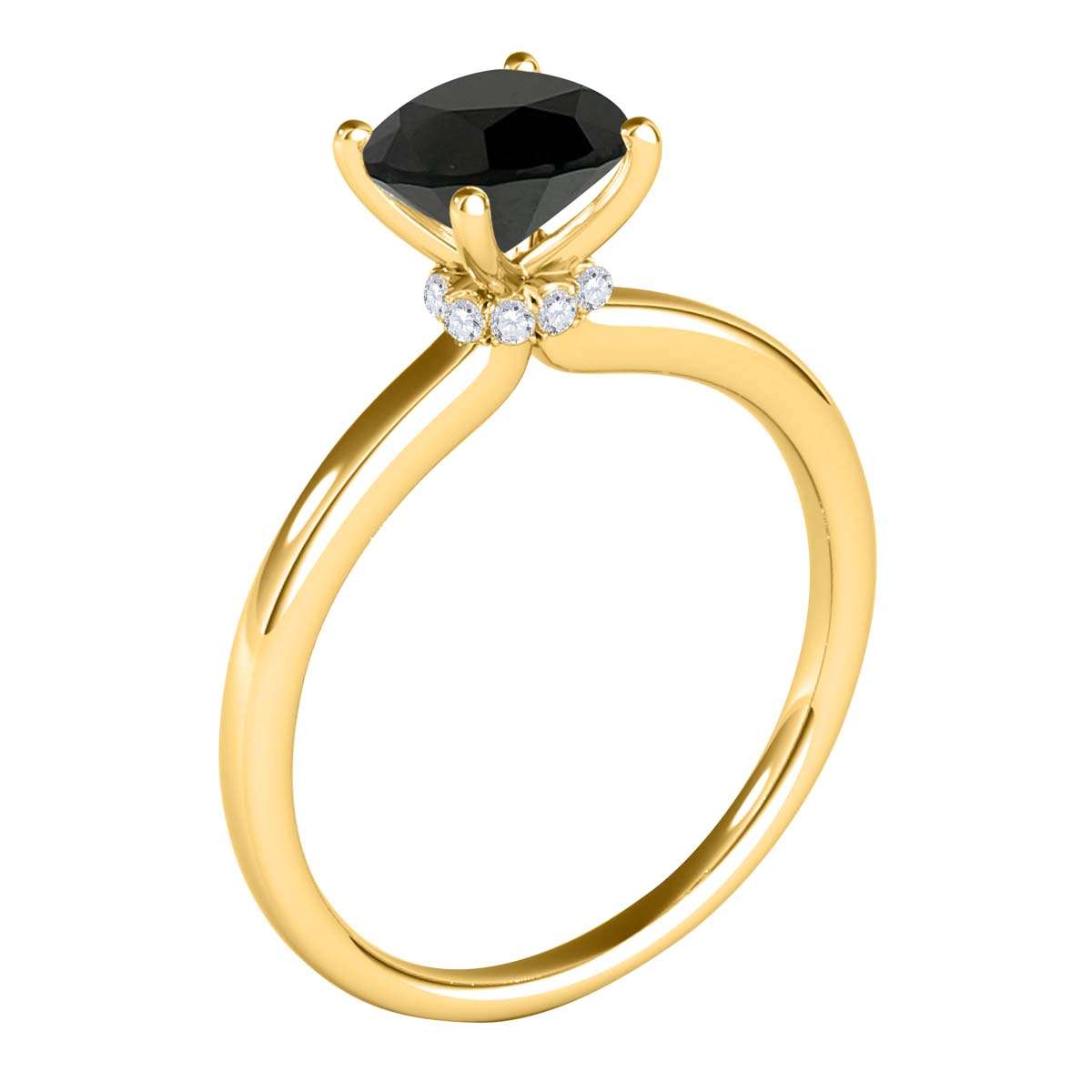 Mauli Jewels 2.06 Carat Natural Round Cut Black Diamond Solitaire Engagement Ring Prong-Setting 14K Rose White & Yellow Gold