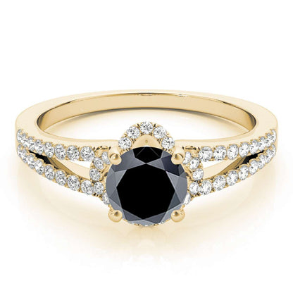 0.75 Carat Halo Black Diamond Engagement Wedding Rings In 14K Rose White & Yellow Gold