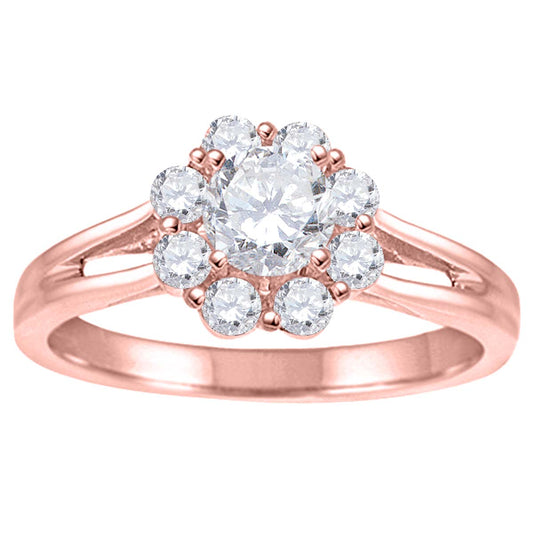 MauliJewels 1 Carat Diamond Engagement Ring for Women in 14K Gold, Solitaire Wedding Ring with Side Stones, Prong Set Bridal Jewelry