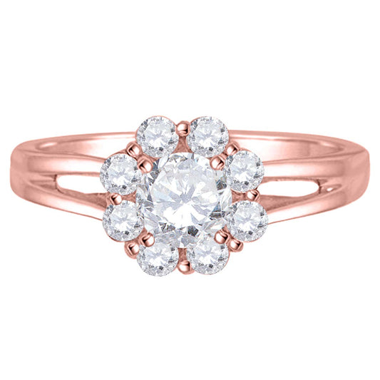 MauliJewels 1 Carat Diamond Engagement Ring for Women in 14K Gold, Solitaire Wedding Ring with Side Stones, Prong Set Bridal Jewelry