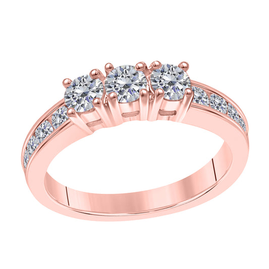 MauliJewels 1 Carat Lab Grown White Diamond Engagement Ring for Women in 10K Solid Gold, 4 Prong Setting