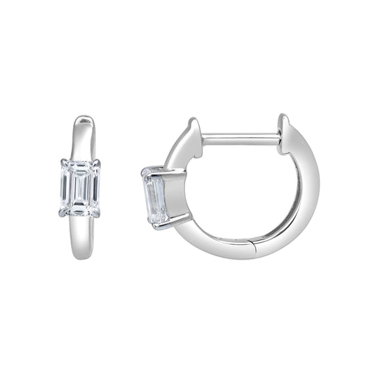 Mauli Jewels 14K White Gold Princess Cut Lab Grown Diamond Hoop Earrings, 0.53 CTW Huggie Earrings for Women