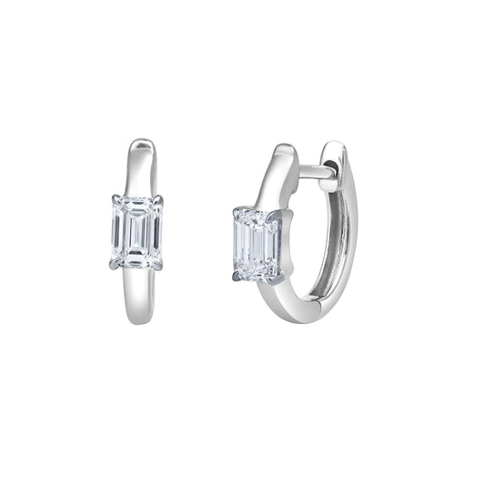 Mauli Jewels 14K White Gold Princess Cut Lab Grown Diamond Hoop Earrings, 0.53 CTW Huggie Earrings for Women