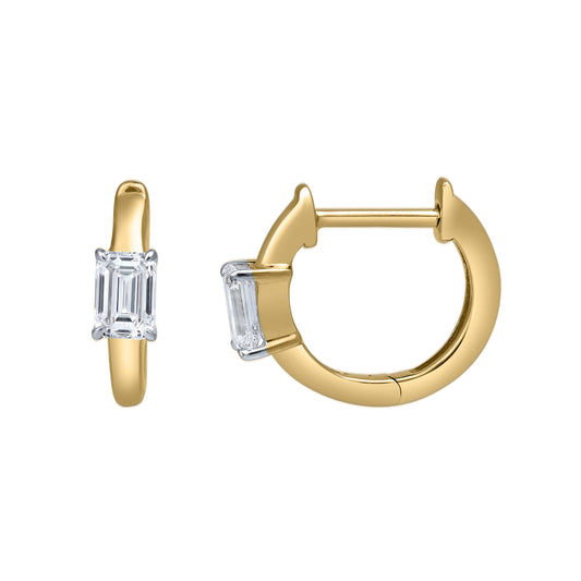 Mauli Jewels 14K Yellow Gold Princess Cut Lab Grown Diamond Hoop Earrings, 0.53 CTW Huggie Earrings for Women