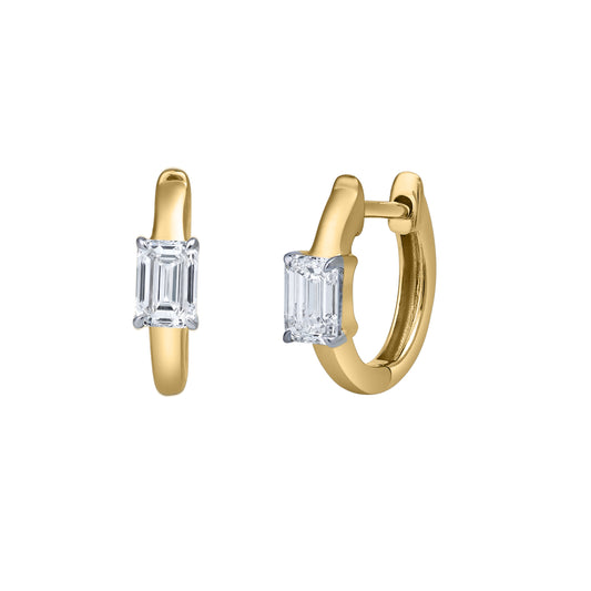 Mauli Jewels 14K Yellow Gold Princess Cut Lab Grown Diamond Hoop Earrings, 0.53 CTW Huggie Earrings for Women