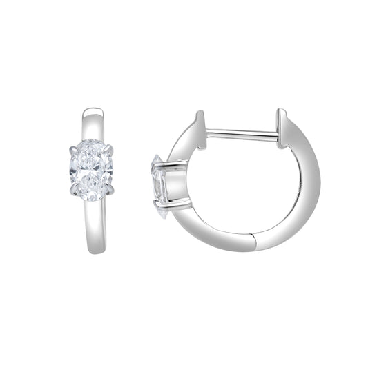 Mauli Jewels Lab Grown 0.54 CTW 14K White Gold Oval Shape Diamond Huggie Earrings for Women, Hoop Earrings