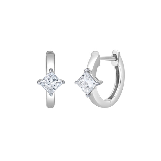 Mauli Jewels 14K White Gold Princess Cut Lab Grown Diamond Hoop Earrings for Women, 0.52 CTW Huggie Earrings