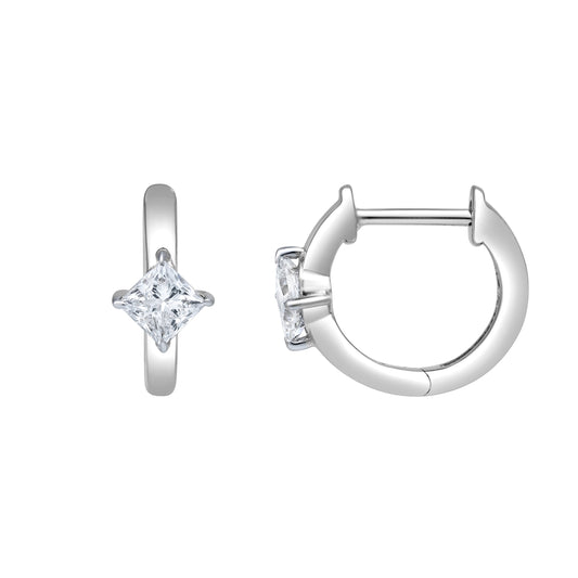 Mauli Jewels 14K White Gold Princess Cut Lab Grown Diamond Hoop Earrings for Women, 0.52 CTW Huggie Earrings