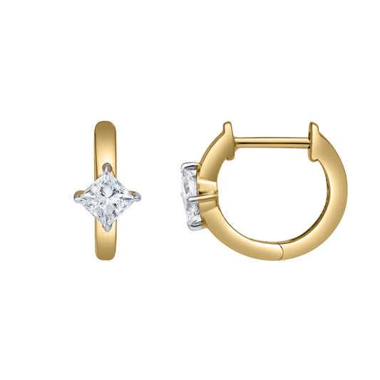 Mauli Jewels 14K Yellow Gold Princess Cut Lab Grown Diamond Hoop Earrings for Women, 0.53 CTW Huggie Earrings
