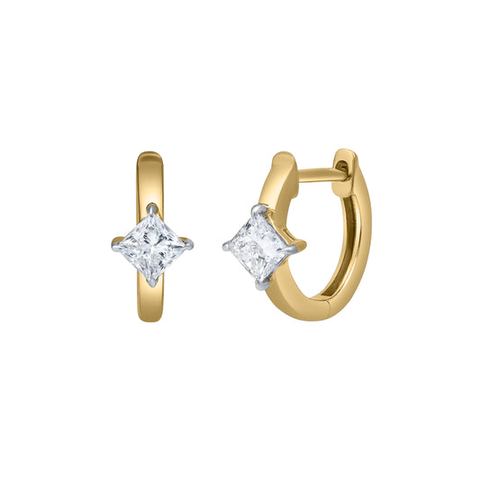 Mauli Jewels 14K Yellow Gold Princess Cut Lab Grown Diamond Hoop Earrings for Women, 0.53 CTW Huggie Earrings
