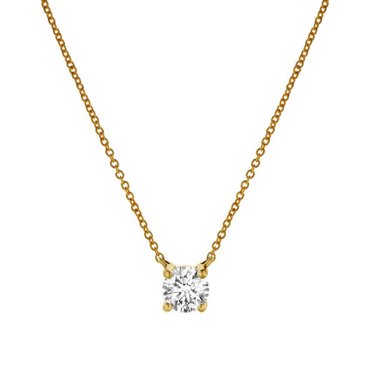 Mauli Jewels 0.75 Carat Solitaire Diamond Pendant Necklace for Women | 14k Yellow Gold E-F, VS1 Clarity 4-Prong Setting