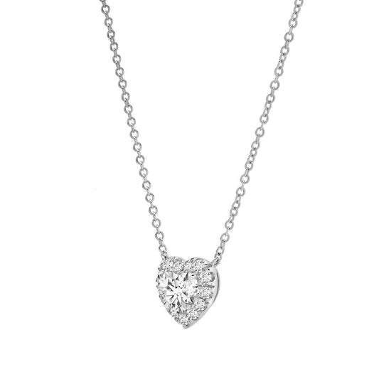 Mauli Jewels 1.00 Carat Heart Diamond Pendant Necklace for Women in 14K White Gold, E-F Color VS1 Clarity Elegant Jewelry Gift