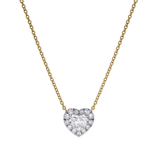Mauli Jewels 1.00 Carat Heart Diamond Pendant Necklace for Women in 14K Yellow Gold, E-F Color VS1 Clarity Elegant Jewelry Gift
