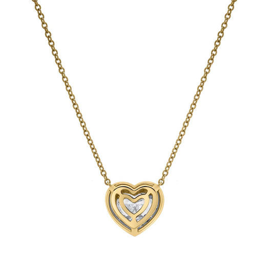 Mauli Jewels 1.00 Carat Heart Diamond Pendant Necklace for Women in 14K Yellow Gold, E-F Color VS1 Clarity Elegant Jewelry Gift