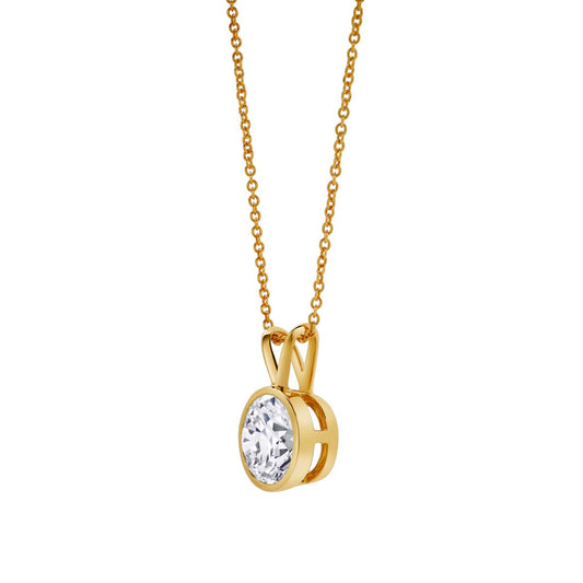 Mauli Jewels 1.50 Carat Round Diamond Solitaire Necklace for Women - 14k Yellow Gold, Color E, VVS2 Clarity, V-Bale Setting