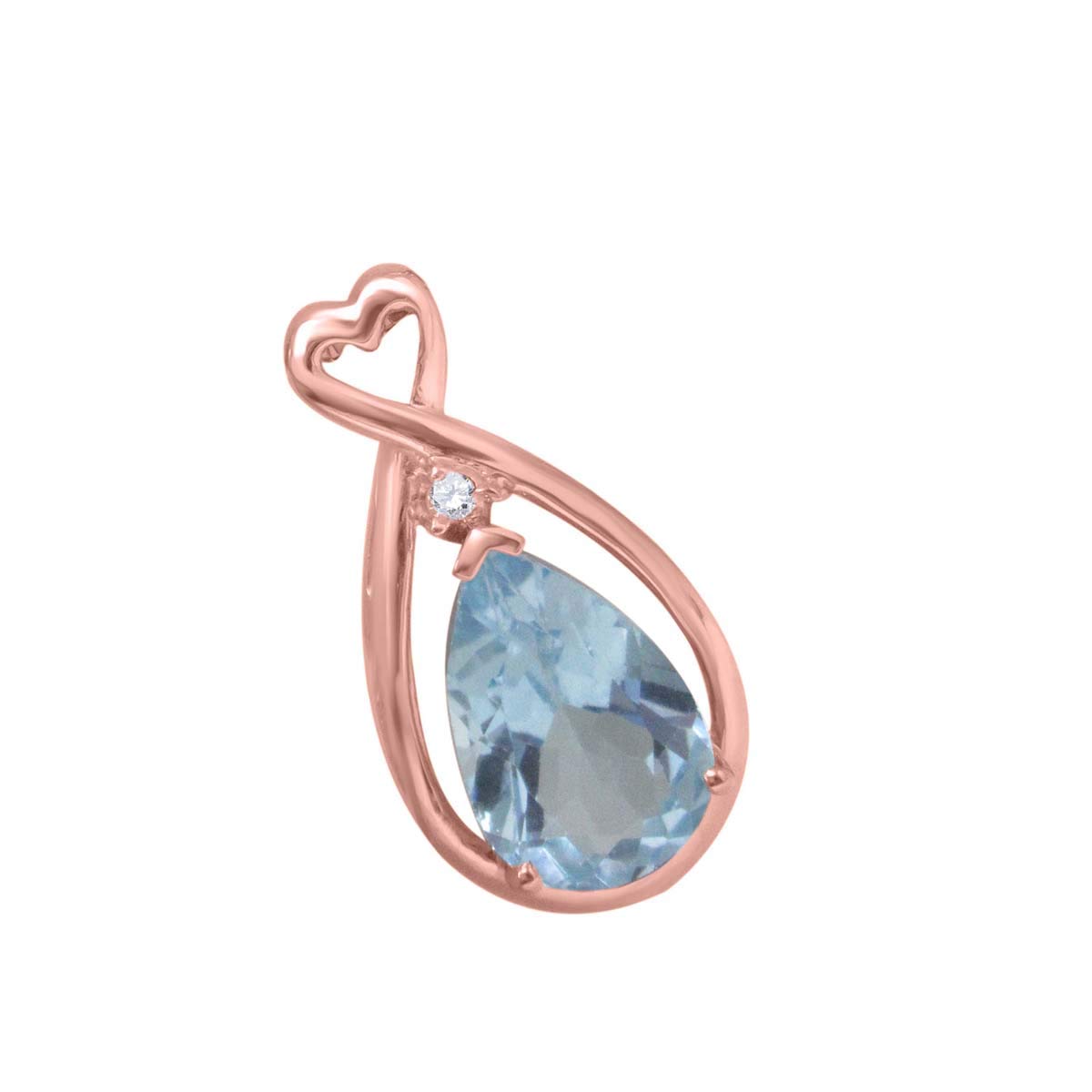 MauliJewels Necklace for Women 3.20 Carat Pear Shape Aquamarine & Diamond Gemstone Pendant Rose Gold plated Over 925 Sterling Silver Mauli Jewels