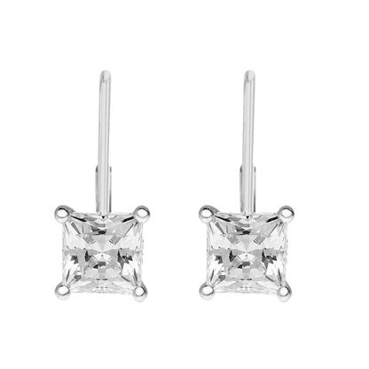 14K Gold 1.00 Ct Princess-Cut Lab-Grown Diamond Lever-Back Earrings for women