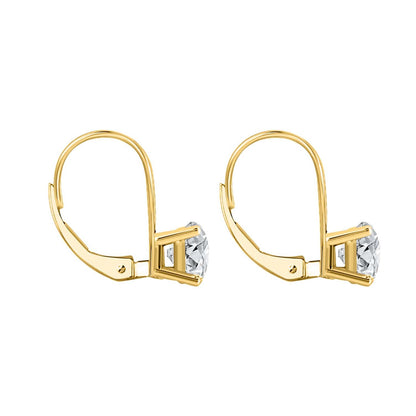 14K Gold 0.25 Ct Princess-Cut Lab-Grown Diamond Lever-Back Earrings for women