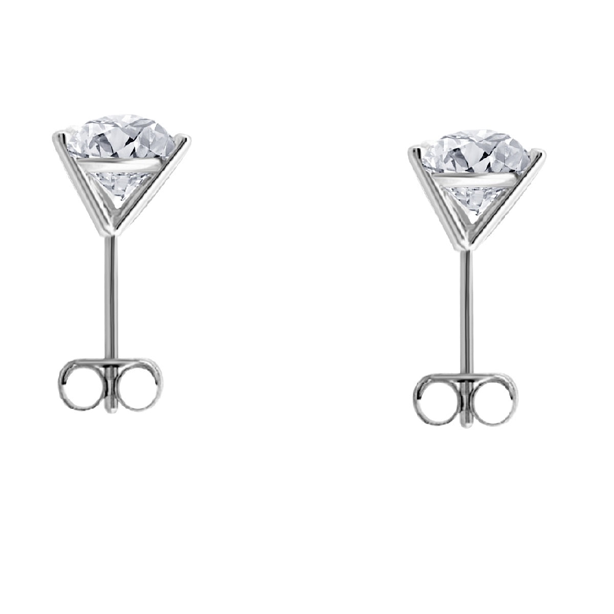 14k Gold Three Prong Martini Studs Diamond Earrings Cttw