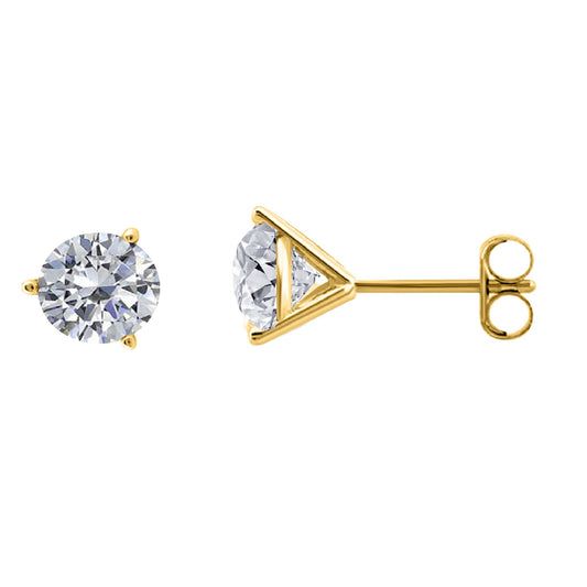 14k Gold Three Prong Martini Studs  Diamond Earrings 0.25 Cttw Brilliant Cut  White Yellow Gold For Women Mauli Jewels