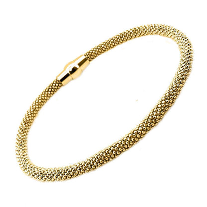 4.2MM ITALIAN MADE/POP-CORN BEAD BRACELET/ 14K YELLOW GOLD PLATED/925 STERLING SILVER