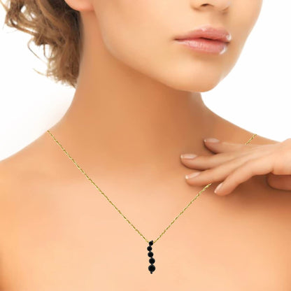 MauliJewels 2.00 Carat Black Natural Diamond Journey Pendant Neckalce For Women In 14K Solid White & Yellow Gold With 18" Box Chain